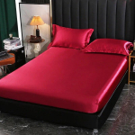 Luksuslik satiinist voodilina Kvaliteetne madratsi kate &Uuml;hev&auml;rviline voodilina elastse ribaga voodilina 140x200 160x200 sobiv lina pillowcases48x74cmx2 red
