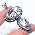 Natural Black Rutile Gemstone Handmade 925 Sterling Silver Pendant 2.92 o6b66