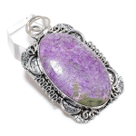 Natural Purpurite Gemstone Handmade 925 Sterling Silver Gift Pendant 2.36 h2s23