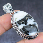Natural Zebra Jasper Gemstone Handmade 925 Sterling Silver Pendant 2.17 w7t47