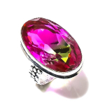 Natural Bi-Color Tourmaline Handmade 925 Sterling Silver Ring Size 5.5 a8p41