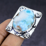 Natural Republic Larimar Gemstone 925 Sterling Silver Jewelry Ring Size 8 r9s65