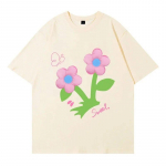 Suvine 3D lillekujundusega naiste T-s&auml;rk L&otilde;bus tr&uuml;kitud armas naiste T-s&auml;rk &Uuml;markaelusega avara l&uuml;hikeste varrukatega s&auml;rk onesize must