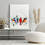 Beautiful Stained Bird Window Hanging , Acrylic Decorations rainbow making 13.8x19.3cm Blue