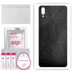 apgo Protective Skin Sticker for the back compatible with vivo Y93s, Wrap Film, Foil, Vinyl - Pattern Black Leather