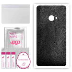 apgo Protective Skin Sticker for the back compatible with Xiaomi Mi Note 2, Wrap Film, Foil, Vinyl - Pattern Black Leather