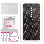 apgo Protective Skin Sticker for the back compatible with Oppo Reno2, Wrap Film, Foil, Vinyl - Pattern Carbon Black Pixel