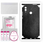 apgo Protective Skin Sticker for the back+sides compatible with Honor 10 Lite, Full Wrap Film, Foil, Vinyl - Pattern Black Leather