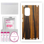 apgo Protective Skin Sticker for the back+sides compatible with Xiaomi Poco F3, Full Wrap Film, Foil, Vinyl - Pattern Tigerwood