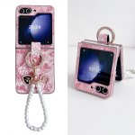 Samsung Galaxy Z Flip 6 5 4 3 &uuml;mbrisele V&auml;rviline hiina stiilis mustriga nahast r&otilde;ngasklamber koos k&auml;ev&otilde;ru p&otilde;rutuskindla tagakaanega for Galaxy Z Flip 3&case with bracelet