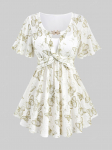 Rosegal Plus Size Butterfly Print Twist Leaf Pandlaga paneel L valge