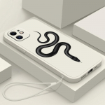N71 Black Gold Snake koos kaelapaelaga silikoonist sirge servaga telefoni&uuml;mbrised iPhone 15 Pro Max jaoks Samsung A54 A14 S23 S24 Ultra A23 S20 FE p&otilde;rutuskindel kate for iPhone 15 Plus