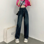 Naiste teksad kevad- ja s&uuml;gismood k&otilde;rge v&ouml;&ouml;kohaga vabaaja vabad, &otilde;hukesed High Streeti sirged p&uuml;ksid, stiilsed ja elegantsed naiste trend M sinine