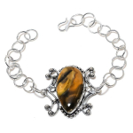 Plume Agate Gemstone Handmade 925 Sterling Silver Bracelet 7-8 w3a82