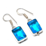 Blue Topaz Gemstone Handmade 925 Sterling Silver Jewelry Earring 1.38 p9u79
