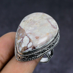 Silver Leaf Jasper Gemstone 925 Sterling Silver gift Jewelry Ring Size 9.5 P8j36