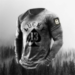3D-printimine O-kaelusega pikad varrukad Plus Size T-s&auml;rk Meeste riided Retro meeste pikkade varrukatega T-s&auml;rk Skull Long T-s&auml;rk Meeste T&auml;nav 3XL