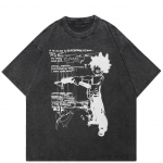 T&auml;navar&otilde;ivad Anime Graafiline Pestud Must T-s&auml;rk Puuvillane Unisex Tops T-s&auml;rk Suvine l&uuml;hikeste varrukatega T-s&auml;rk S must