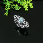 Natural Labradorite Gemstone Handmade 925 Sterling Silver Ring Size 10 q1a49