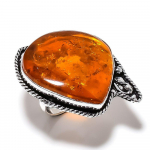 Natural Baltic Amber Gemstone Handmade 925 Sterling Silver Ring Size 6 d5c79