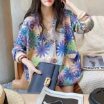 Harajuku Retro naaritsa karusnahk naised s&uuml;gistalv kootud jakk mantel Mood riided Vintage lilleprint V kaelus kootud kampsunid Lady lahtised kardiganid XXL