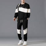 Meeste kevadine ja s&uuml;gisene vabaaja spordi&uuml;likond Mood pikkade varrukatega pullover + 2-osalised p&uuml;ksid XXXXL must