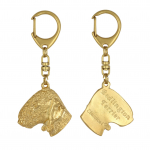 Bedlington Terrier, Rothbury Terrier, Rodbery Terrier - Gilded key ring with dog in gift box, handbag decoration, luxury accessory by Art-Dog brand