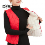 Naiste s&uuml;gistalvine mantel Pehme paks polsterdatud varrukateta &uuml;he rinnaga &uuml;hev&auml;rviline V-kaelusega kardigan Slim Fit, soojad taskud, naiste vest 2XL punane