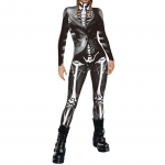 Naiste Halloweeni Cosplay vabaaja digitaaltr&uuml;kiga Cosplay kost&uuml;&uuml;m, pikkade varrukatega liibuv kombinesoon, esinemisriided L must