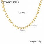 &Uuml;mmargune palliga &uuml;hendatud k&otilde;rvitsakujuline narmastega ripatsiga kaelakee, vaskmaterjal, kaetud 18K kullaga, kerge luksus, rangluukett, naiste