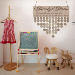 Perekonna s&uuml;nnip&auml;evatahvel DIY rippuv puidust s&uuml;nnip&auml;evameeldetuletuse kalender