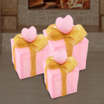 3 Christmas Lighted Gift Boxes Decorations with Bow, Light up Present