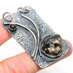 Natural Turritella Fossil,Spinel Gemstone 925 Sterling Silver Pendant 2.44 n8a52