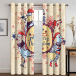 J&otilde;ulu-Kawaii Lumememme Kardinad Kaunistatud Multifilmi J&otilde;uluvana Kardinatega P&otilde;hjap&otilde;trade J&otilde;ulupuu Mustritega W132cm x H160cm&Grommet