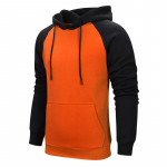 Meeste kapuutsiga kampsunid kontrastset v&auml;rvi pikkade varrukatega 2 k&uuml;ljetaskut pullover s&auml;rgid s&uuml;gistalv kevad soojad kapuutsid XL oranž/must