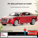 1/24 HONGQI H9 K&otilde;rge Simulatsioon Diecast Metallisulamist Mudelauto Heli Valgus Tagasit&otilde;mmatav Kollektsioon Laste M&auml;nguasi Kingitused F568