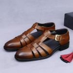 Luksuslikud 2024. aasta suvised t&auml;isnahast meeste sandaalid, hingav disain, vabaaja jalan&otilde;ud &otilde;ue, randa, pluss suurused 38-46 7 pruun