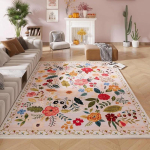 Elutoa vaip Elegantne vintage lilleline vaip Suure pindalaga kodu kaunistus Prantsuse retro p&otilde;randamatt Pehme masinpestav piirkonnavaip 120x160cm-47x63in