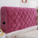 &Uuml;hev&auml;rviline Luksuslik Paksenatud Sametine Tepitud Voodipeatsi Kate K&otilde;rge Kvaliteediga T&auml;ielikult Kattev Voodipeatsi Kate Pehme Palus Voodipeatsi Kate 180x65cm pink
