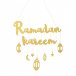 Eid Mubarak Ramadan Kareem Dekor Kuu T&auml;ht Rippuv Ripats Puidust Ornament K&auml;sit&ouml;&ouml; DIY Moslemi Islami Peokaunistus Kodu jaoks kuld