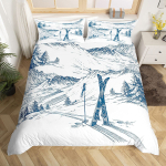 Suusatamise Spordi Tekikate Kuninganna Suurus Lastele Teismelistele Talispordi Suusa Teema Tekikate Komplekt Mikrofliis Lumem&auml;e Maastik 140x200cm 3pcs gray