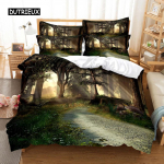 Woodsi voodipesukomplekt, tekikottide komplekt, 3D-voodipesu, digitaaltr&uuml;kiga voodipesu, kuninganna suuruses voodipesukomplekt, moedisain EU single(135x200cm)
