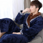 Paks kolmekihiline soe talvehommikumantel meeste pehme flanellist tepitud pikk kimono vannimantel Meeste hommikumantel meeste korallifliisist hommikumantel 3XL