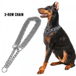 Kolmerealine koerakett Martingale treeningkaelarihm Reguleeritav kroomitud koerte libisemisketi kaelarihm suurtele ja v&auml;ikestele koertele M 55cm(2.5mm) -3 row h&otilde;be