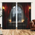 2tk Prantsuse lossiakende prinditud kardin kodukaunistuseks &ndash; varrastega taskuaknahooldus magamistoa, kontori, k&ouml;&ouml;gi jaoks 52.5cmX116cm X 2pcs