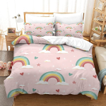 Vikerkaar Tekikott Komplekt S&uuml;da Armastus Voodipesu Komplekt Mikrokiud V&auml;rvilised Vikerkaare Pilved Tekikate &Uuml;heinimese Kuninga Suurus Lastele T&uuml;drukutele 70x133cm 2pcs beige