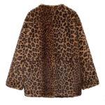 Naiste mantlid Talvine leopardimustriga kunstkarusnahast mantel Soe vintage s&uuml;gisene pl&uuml;&uuml;sjakk &Uuml;ler&otilde;ivad Pikkade varrukatega karvased mantlid Naine S leopard