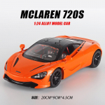 1/24 Scale McLaren 720S sulamist mudel Sportauto survevalatud metallist m&auml;nguautode seeria kollektsioon Simulatsioon heli- ja valgusm&auml;nguautode moekaunistused poisile kingitus valge