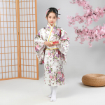 V&auml;ikelapsed, lapsed, t&uuml;drukud, komplektid, riided, kimonor&uuml;&uuml;, jaapani traditsiooniline kost&uuml;&uuml;m 140 valge