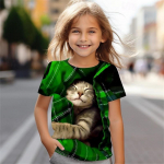 2025. aasta armsa kassi beebit&uuml;druku T-s&auml;rk Suvine vabaaja l&uuml;hikeste varrukatega t&uuml;drukute T-s&auml;rk Lahe 3D-prindiga l&otilde;busad lasteriided 110